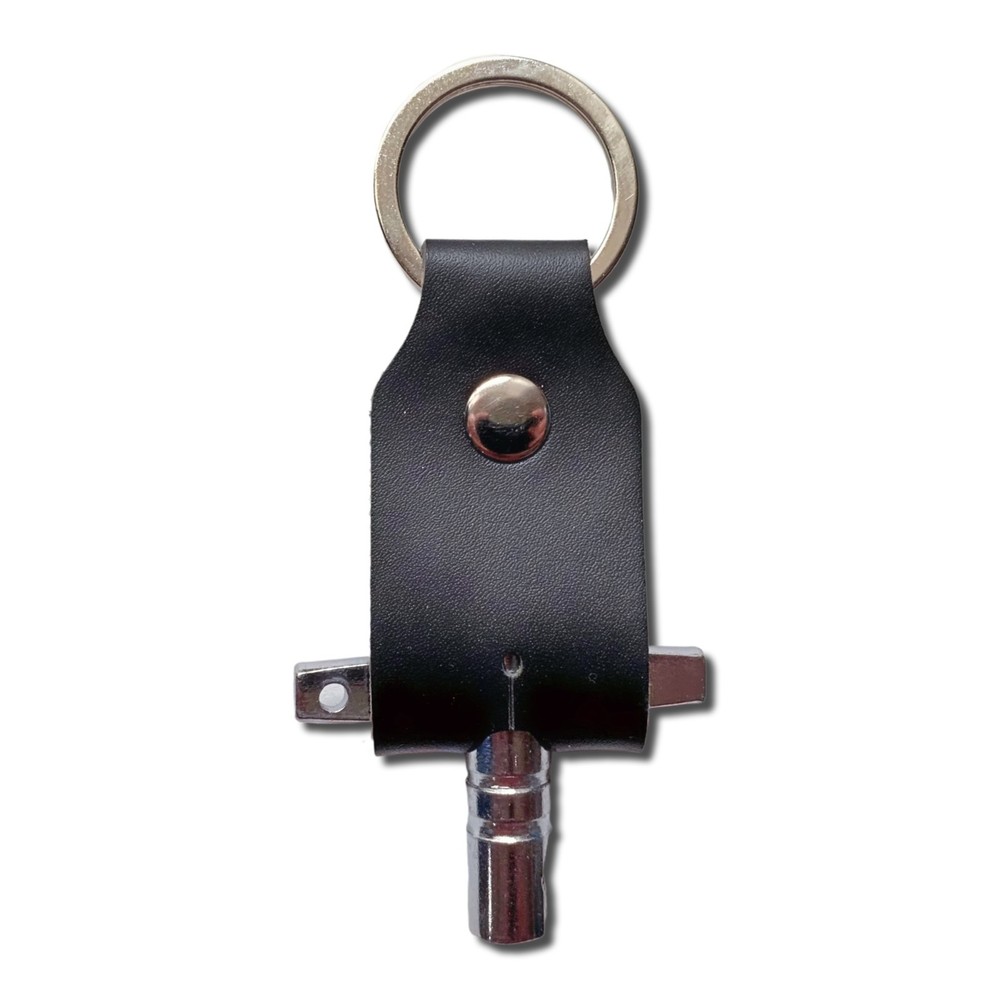 Leather Drum Key Holder Keychain – Quick Access Clip (Black/Brown)