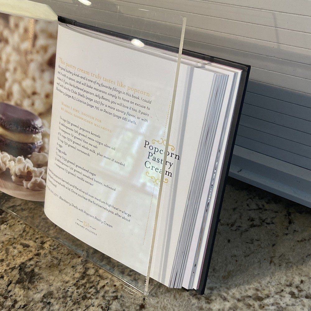 Cookbook Stand Clear Transparent Acrylic iPad Tablet Holder Front Coverage 12x9