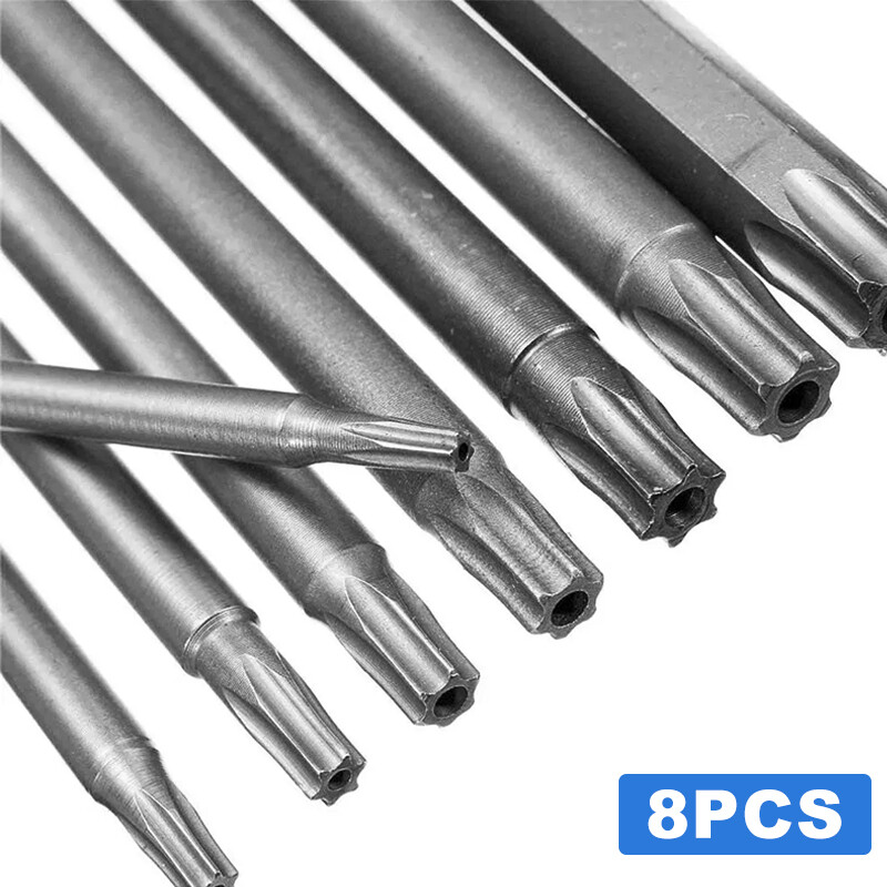 8PCS 100mm Extra Long Torx Screwdriver Bits Set - Security Hex Magnetic