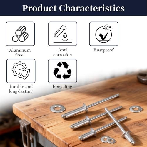 970Pcs Aluminum Pop Rivets Assortment Kit - 14 Sizes, Silver Blind Rivets Set