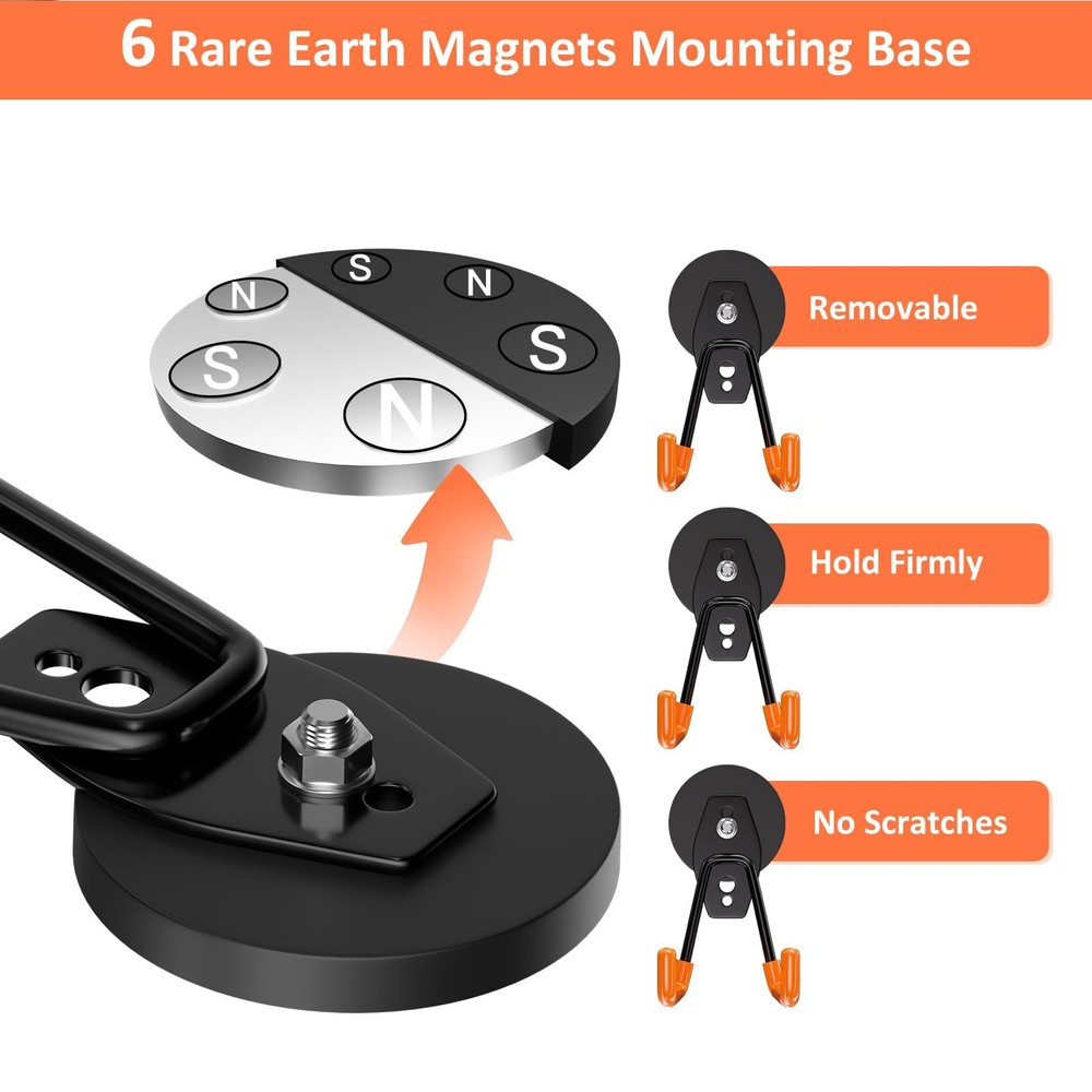 Strong Magnetic Hooks Heavy Duty - Neodymium Medium, Orange