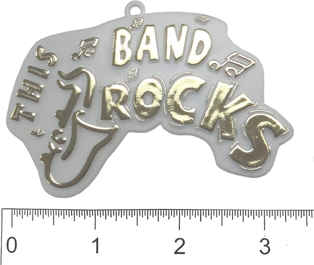 This Band Rocks 2" X 3" - 1 PC. PKG. (White/Gold)