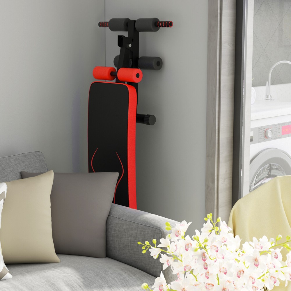 SuperFit Folding Weight Bench Adjustable Sit-up Board Workout Slant Bench Red