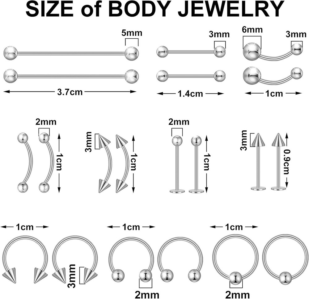 41 Pieces Body Piercing Tool Kit Include Septum Forceps Clamp Pliers 20 Pcs...