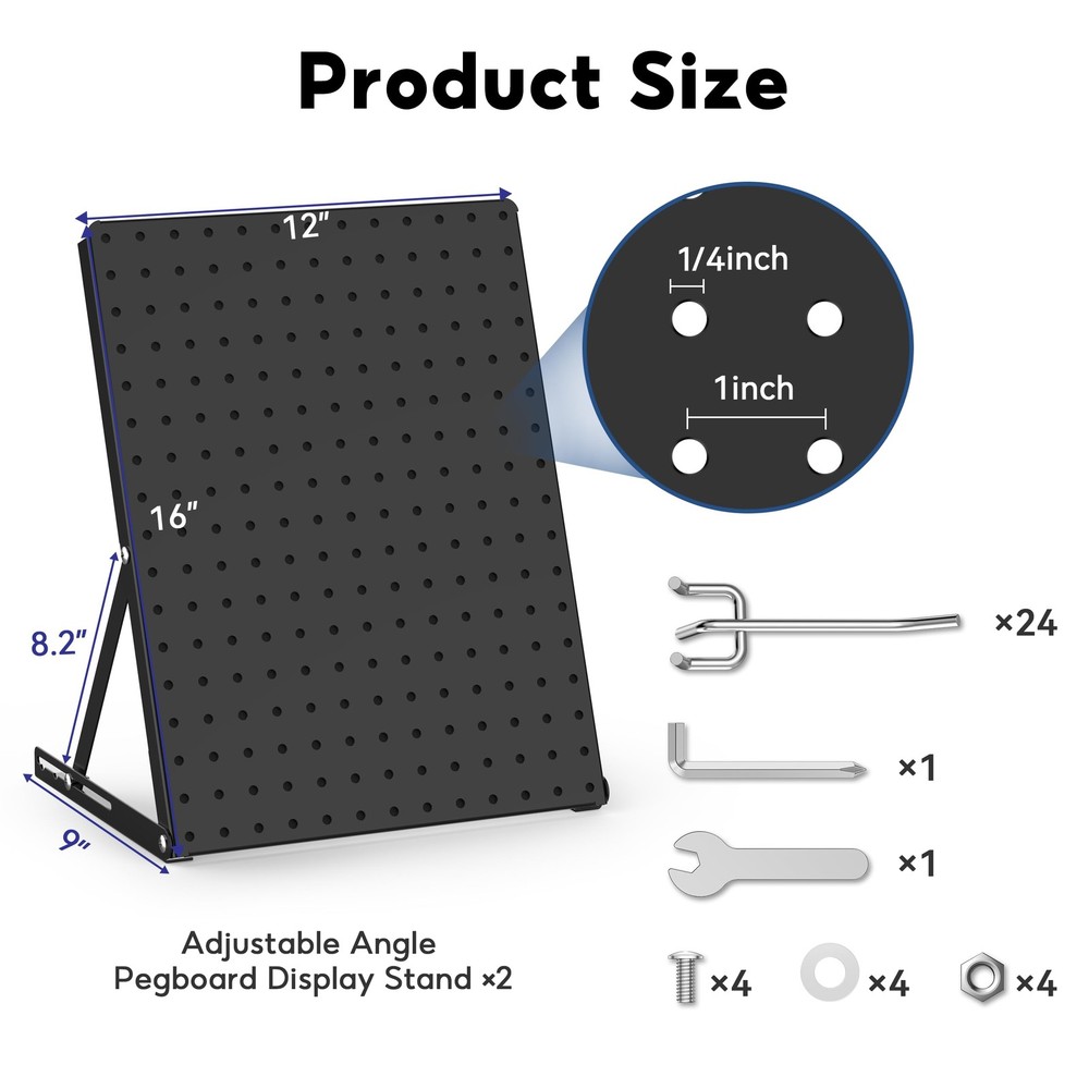 2 Pack Pegboard Display Stand, Sturdy Antitip Design,Small Peg Board Tabletop...