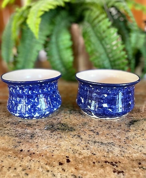 Two Gooseberry Patch Blue Baked Apple Baking Dishes - Nice!