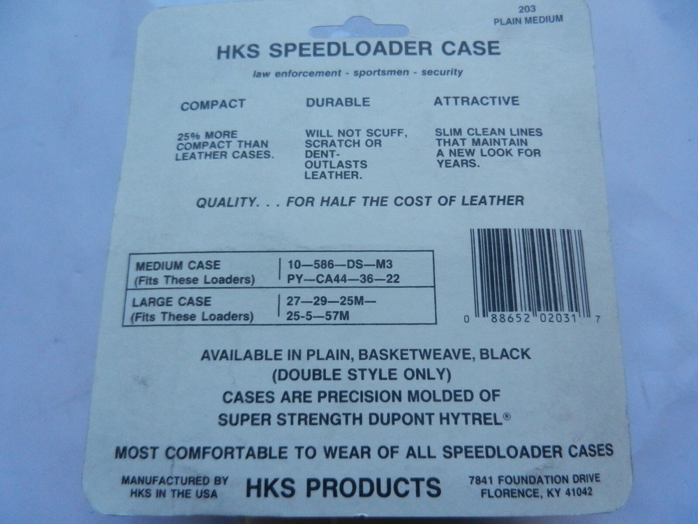 HKS Speedloader Case Black; Holds 2 Loaders; Plain, Medium; 203-M-P