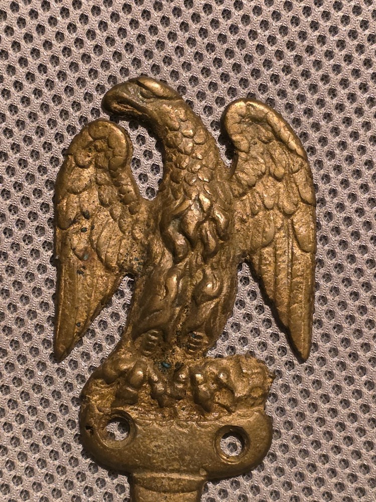 Antique Brass Eagle Hook Hanger Spread Winged Figural Architectural Hardware