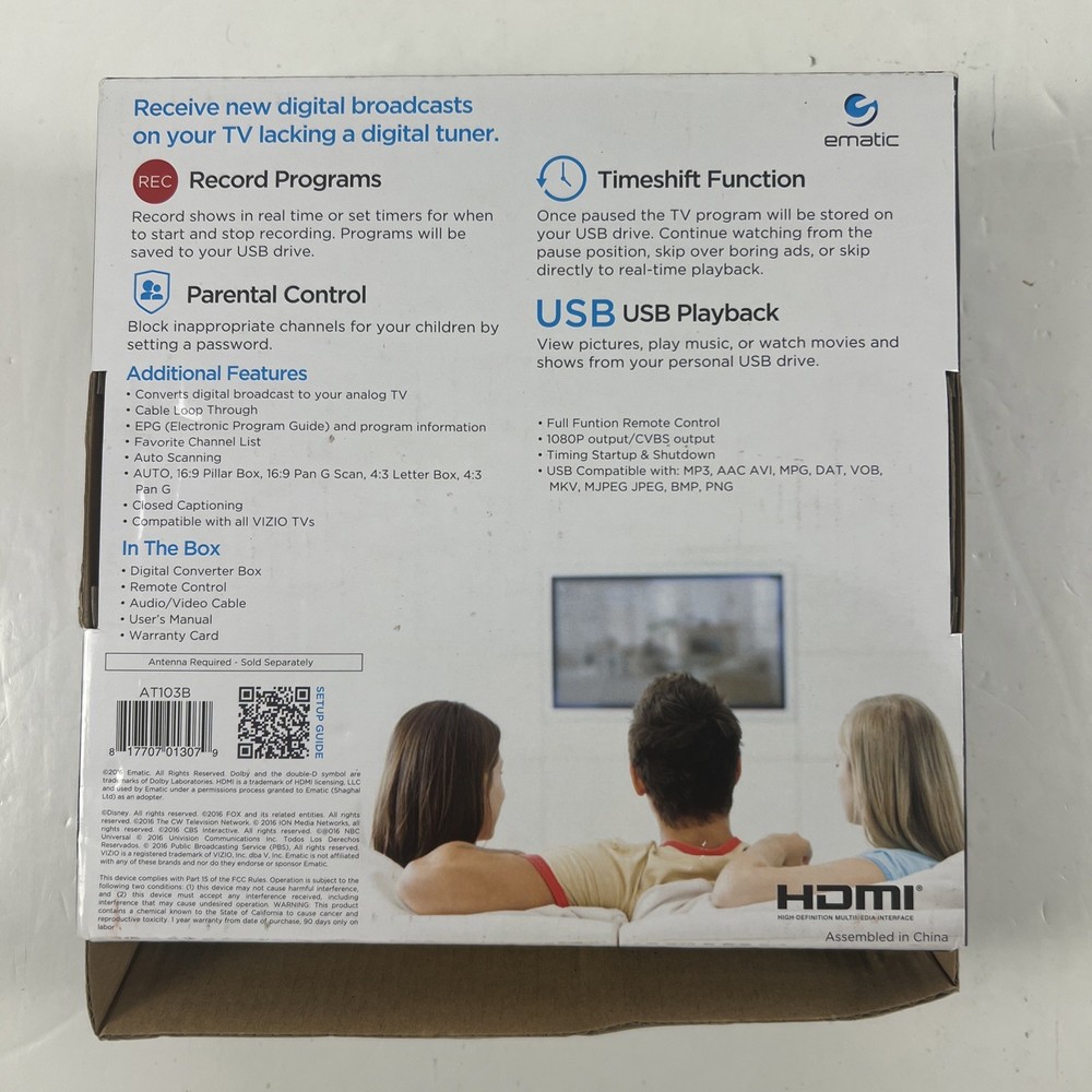 Ematic AT103B Digital Converter Box with LED Display and Recording Capabilities