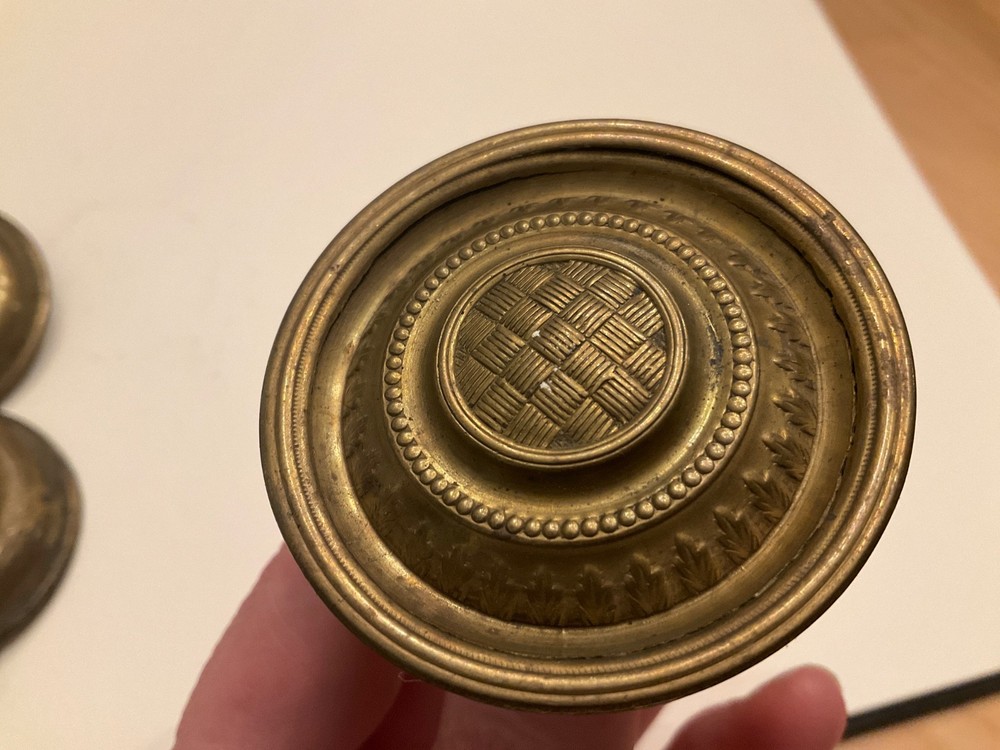 Single Post Drawer Pull basket weave Furniture Drawer Pull Cabinet Pull Brass