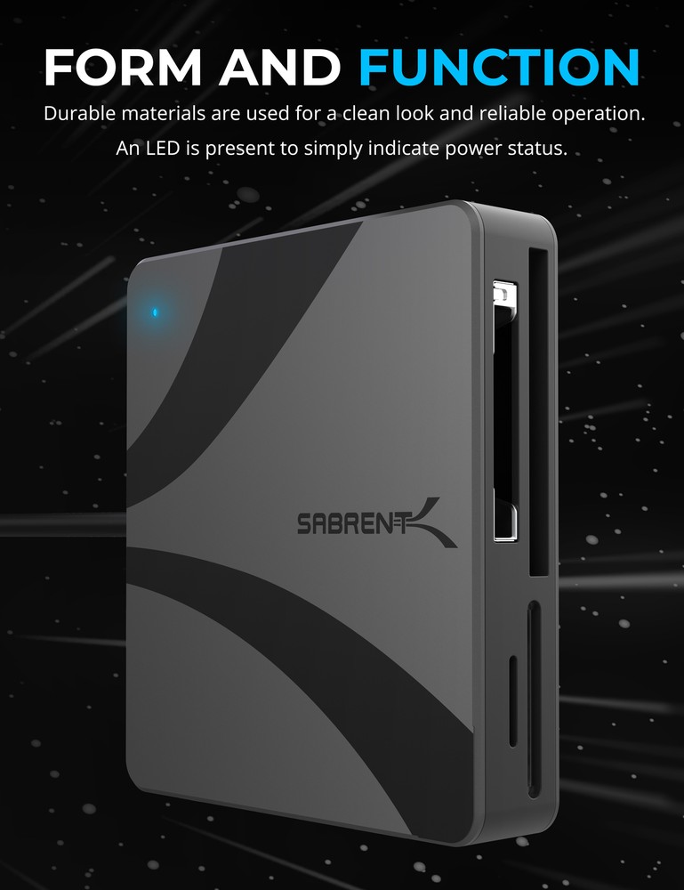 SABRENT USB-C Multi-Card Reader for CFexpress Type B, CFast 2.0, and microSD/SD