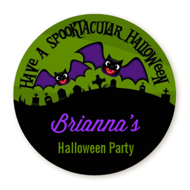 Spooky Bats - Halloween Personalized Round Stickers - 8 sizes available