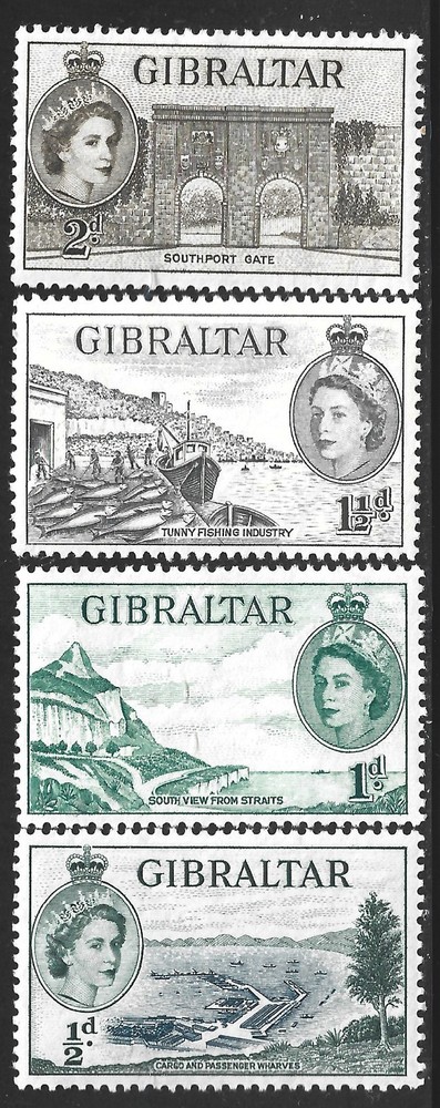 Gibraltar, Scott #132-135, Queen Elizabeth II, Issues, MLH