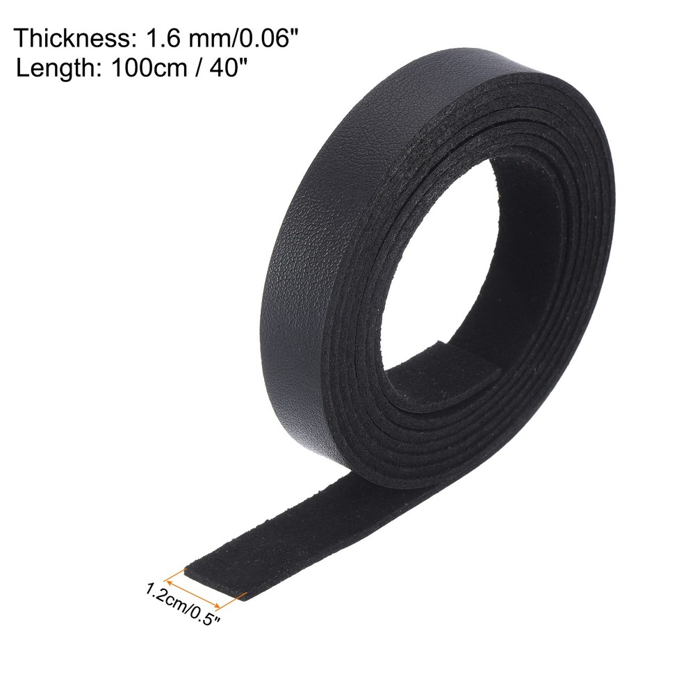 Leather Straps Strip Belt 1.2cm(0.5" Width) Leather Strips Black