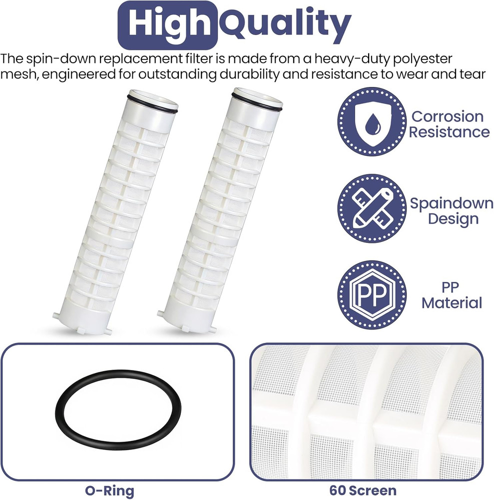 1-1/2" 60 Mesh Spin down Replacement Filter, Fit for Rusco, Vu-Flow Systems Sedi