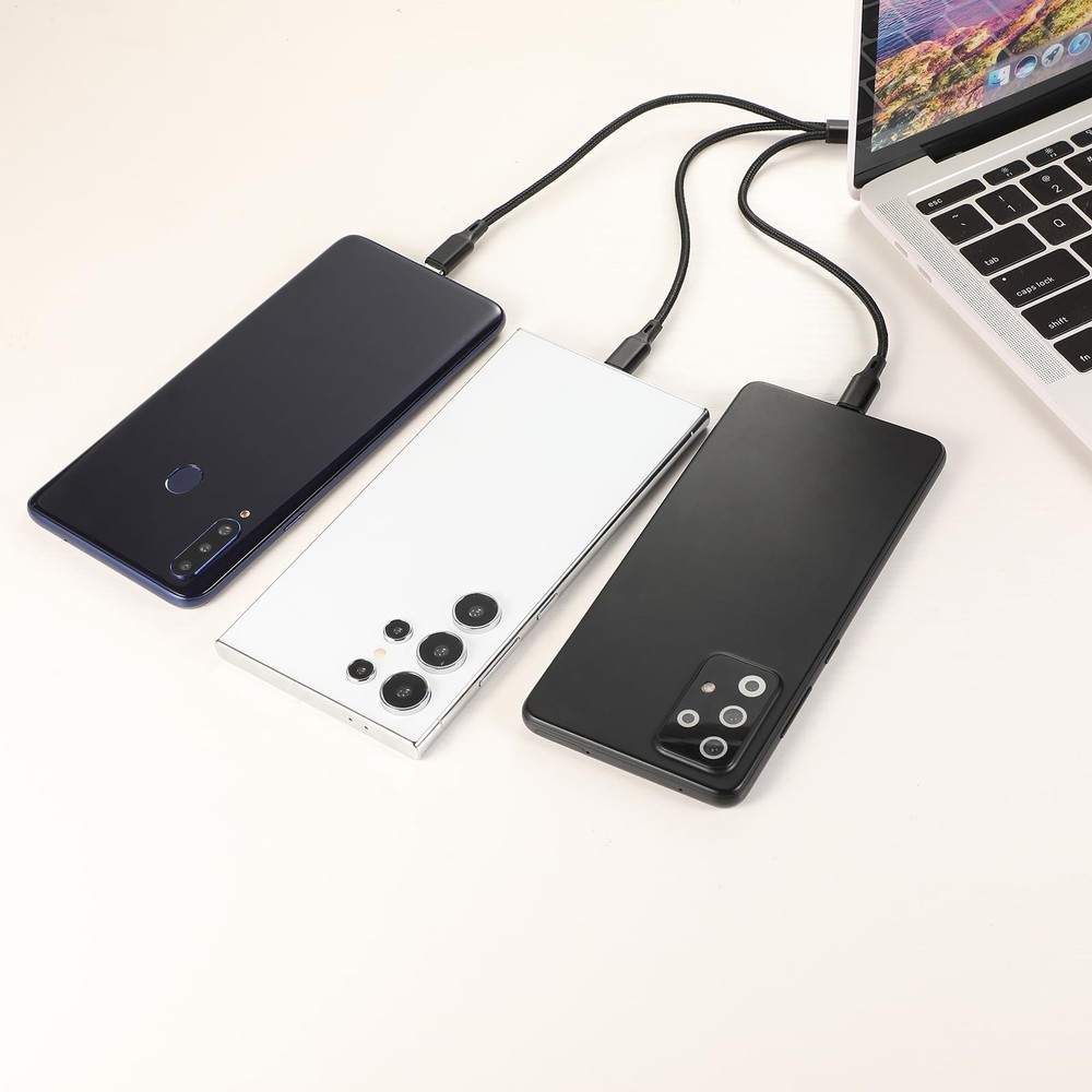 Cutwif Multi Charging Cable, 4ft 2Pack USB C Splitter 3 in 1 Black