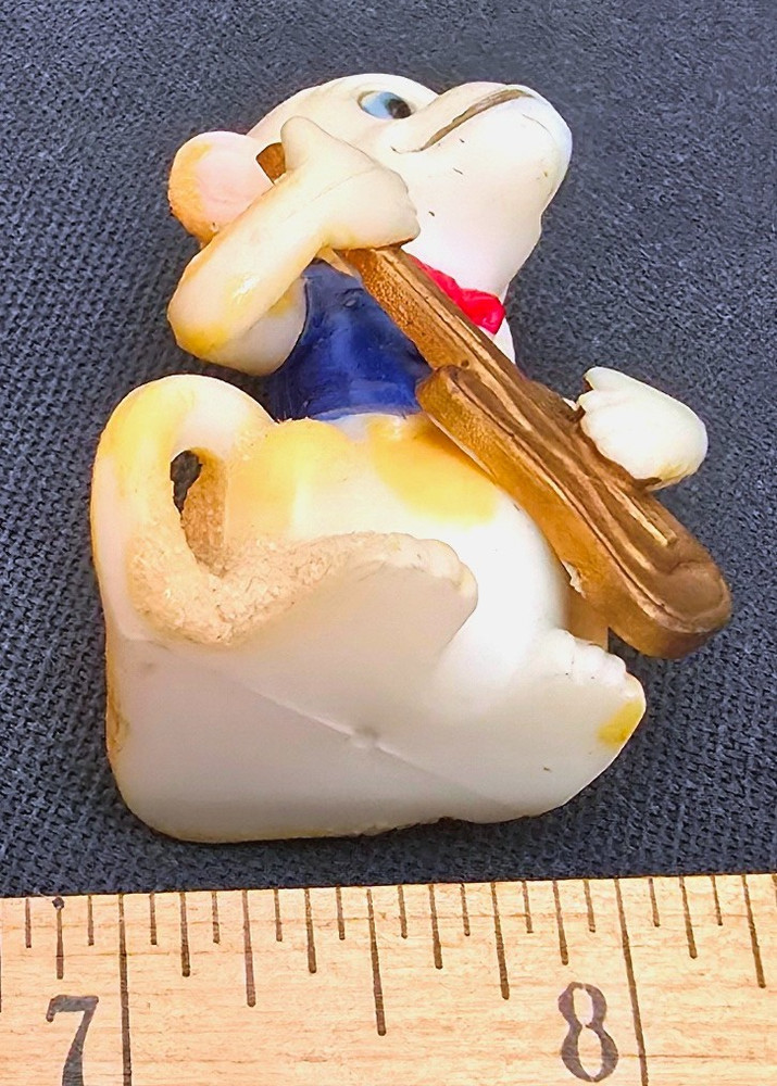 Strange & Unusual Small Plastic Monkey with Guitar Figure