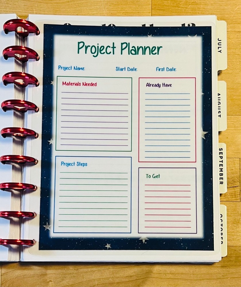 Project Planner Dashboard Insert 4 use with HAPPY Planner-
