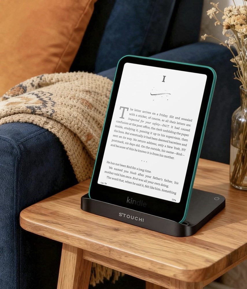 STOUCHI Hands Free Book Stand Plastic Black Rectangle for Kindle and eReader