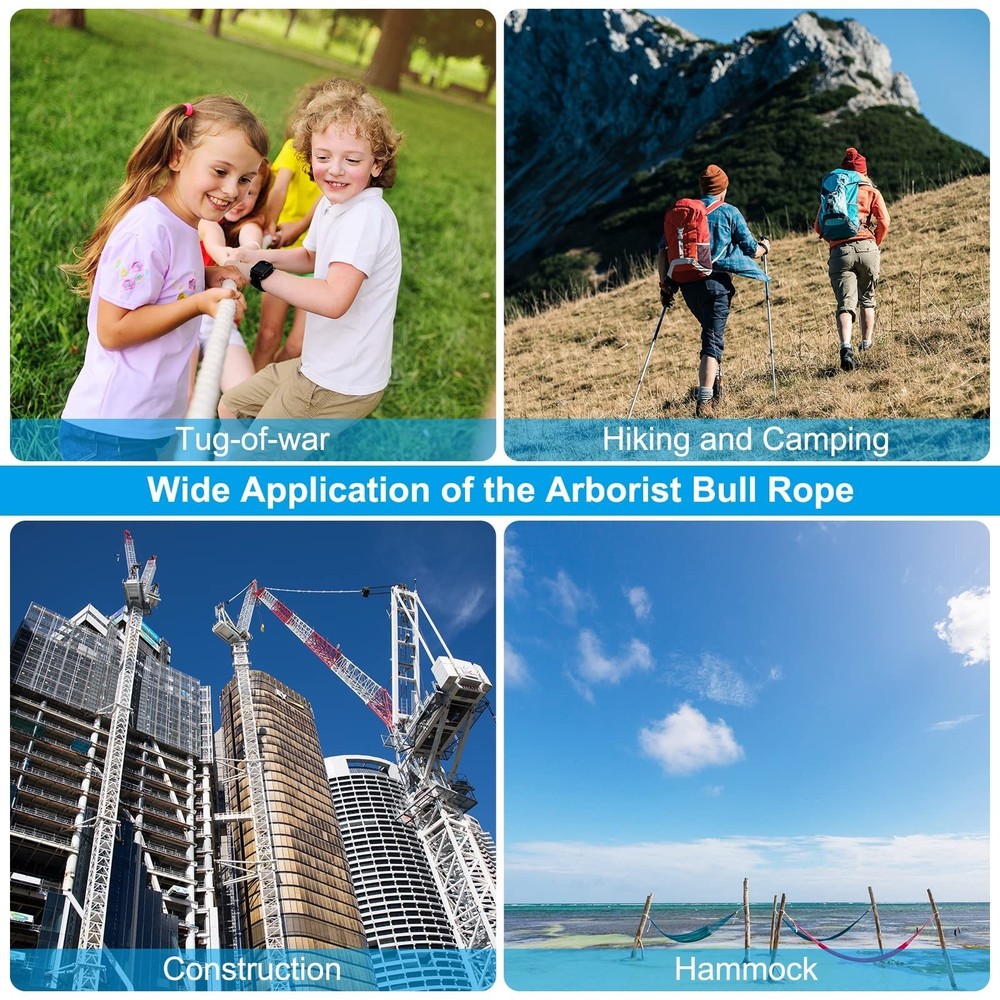 Arborist Bull Rope, High Strength Polyester Pulling and Multipurpose Rigging ...