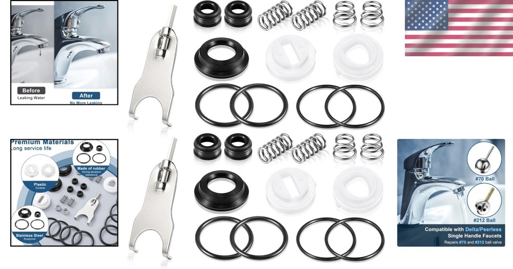 Durable 2-Pack Faucet Repair Kit for Delta/Peerless - Easy Leak Fixing Solution