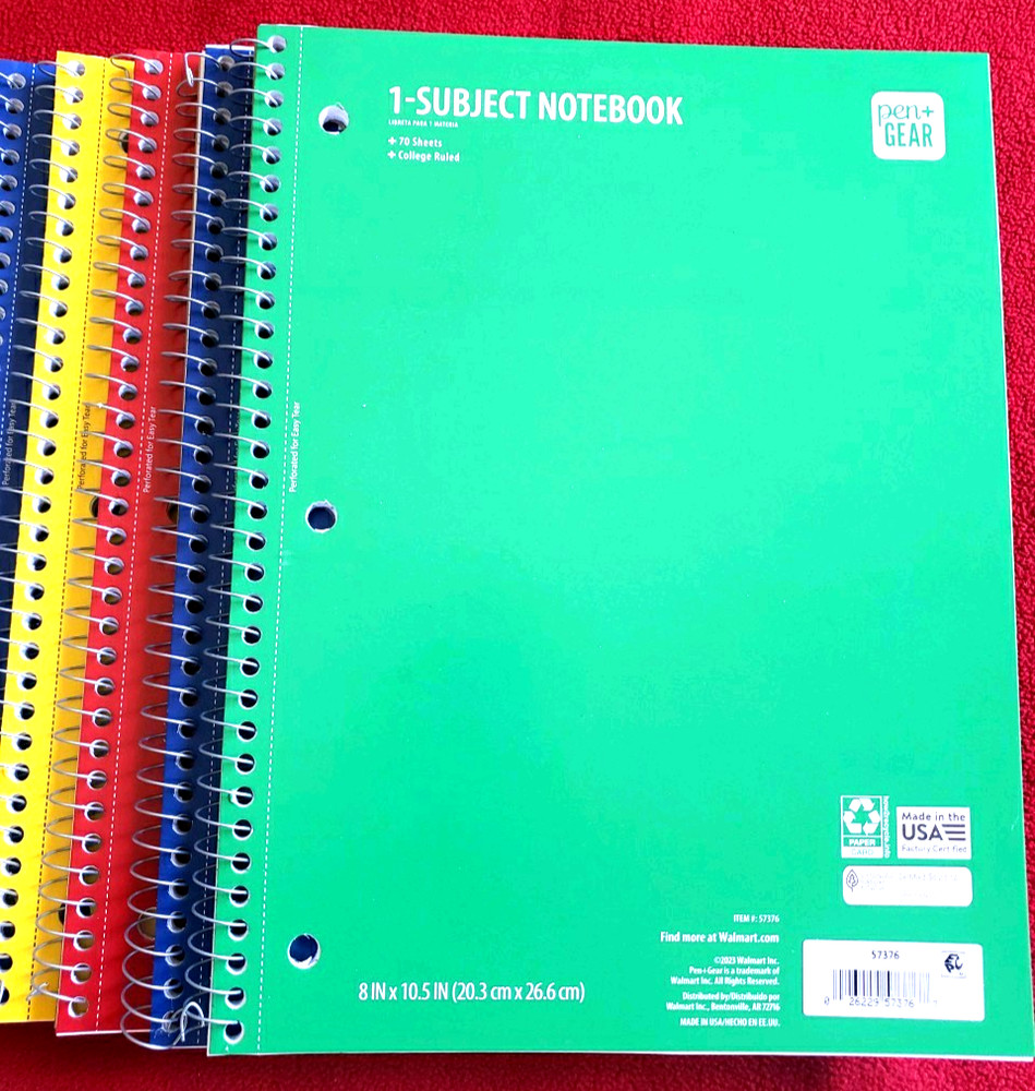 Spiral Notebook College Rulled 70 Sheets Each Standard Size