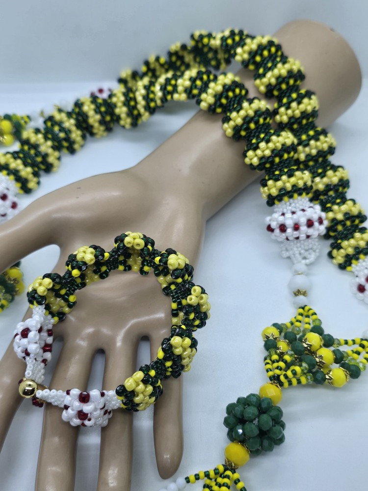 Set de collar e idde ORULA CON obatala AYAGGUNA Deluxe Tejido