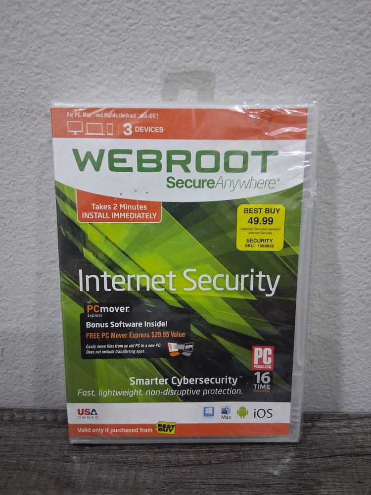 Webroot SecureAnywhere Internet Security - 3 Devices New Sealed