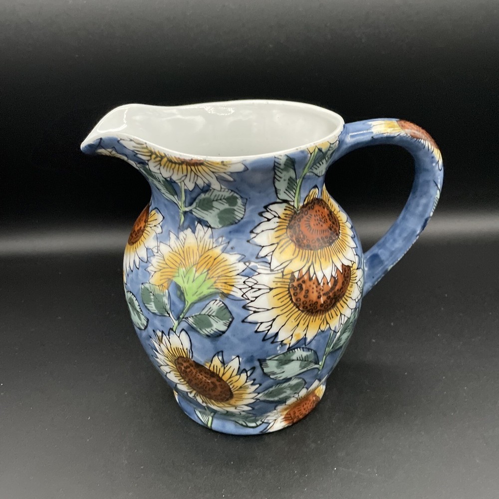 Vintage Holland Sunflower Pitcher with Handle