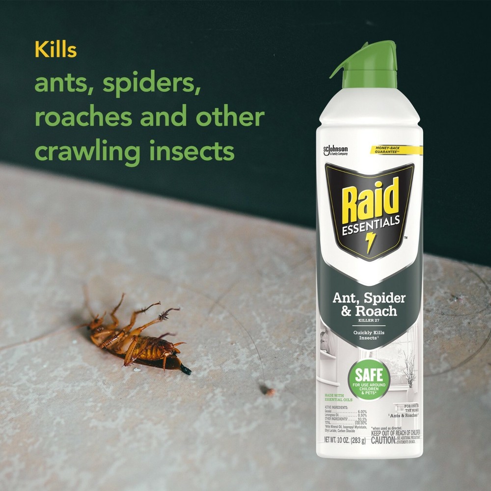 6 Bottles Raid Essentials Ant Spider & Roach Killer 27 Aerosol Spray Cans 10 oz