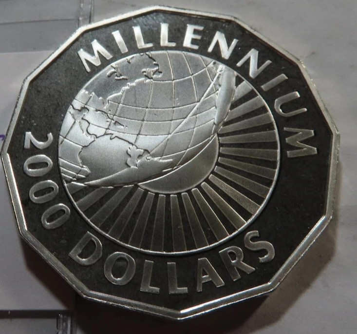 Guyana 2000 SILVER "Millennium" 2000 Dollar Crown PROOF