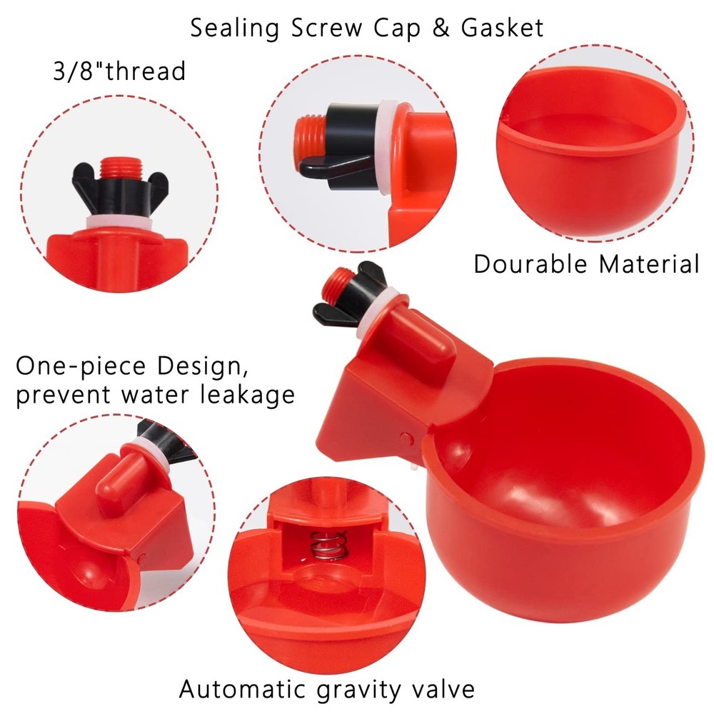 Chicken Automatic Waterer Kit for Poultry Float Style Gravity Water Feeder Dr...