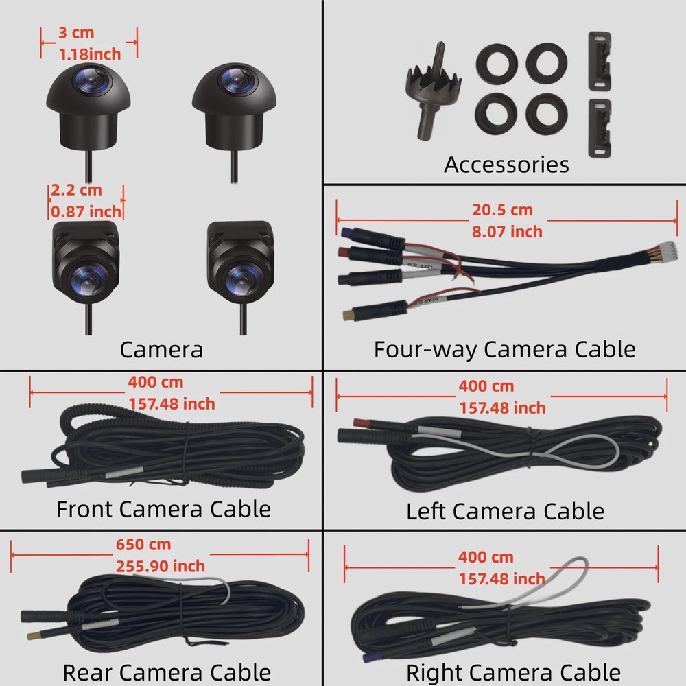 360° Panoramic Car Camera HD,Night Vision,Rear/Front/Left/Right View,Vehicle