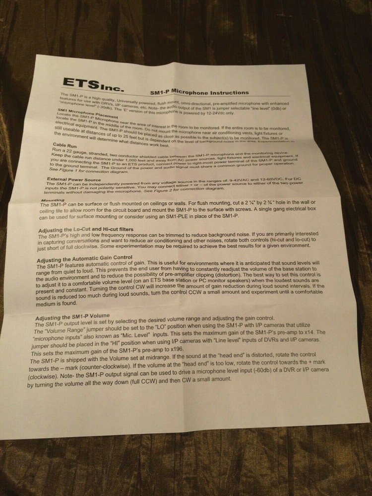 NEW ETS SM1-P SURVEILLANCE MICROPHONE STAINLESS