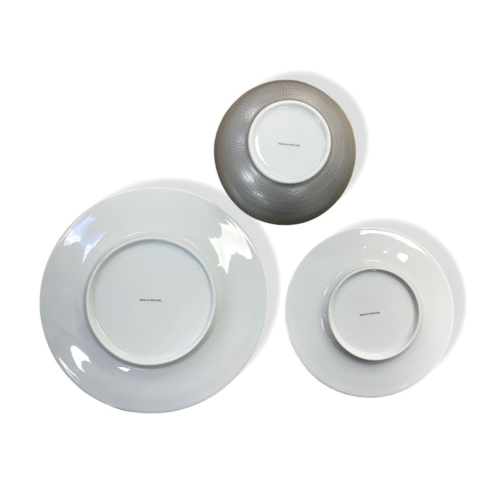 Neiman Marcus Silver White 10-Piece Crocodile Metallic Dinnerware Set