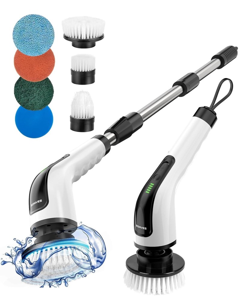 Electric Spin Scrubber, Cordless Cleaning Brush Scrubber for Home, 8 Replaceable