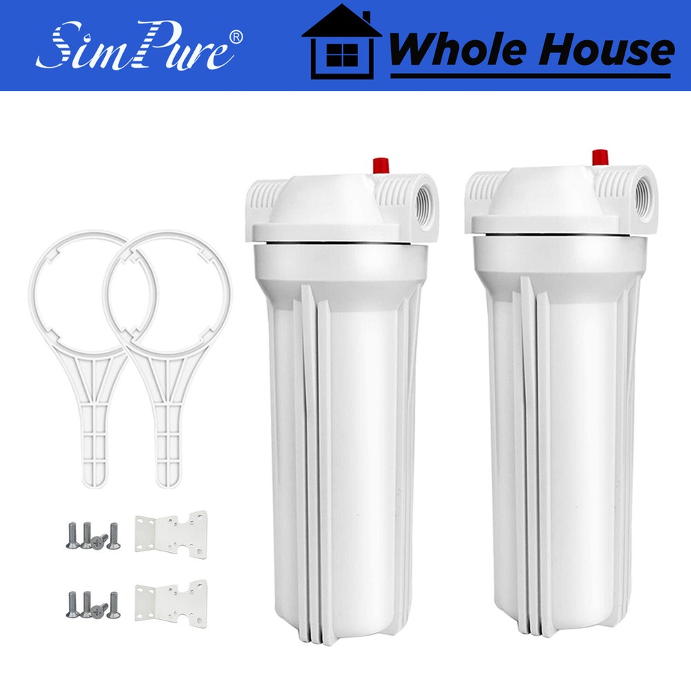 2 Pack 10" x 2.5" Whole House Water Filter Housing Filtration System for Home RV