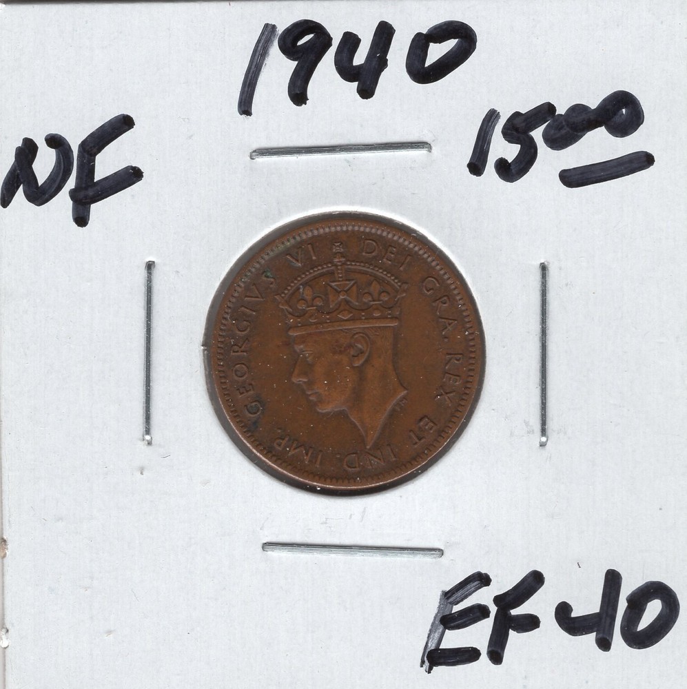 1940 C Newfoundland One Cent Coin EF40