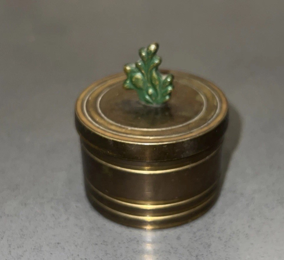 Vintage Brass Desktop Stamp Roll Dispenser Box