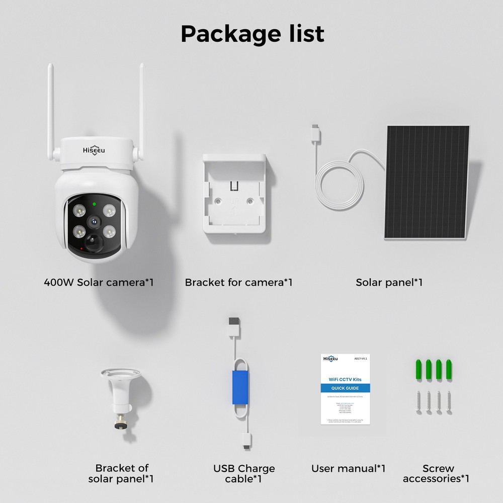 HISEEU Wireless Solar Security Camera 4MP Color Night Vision Human Detect Audio