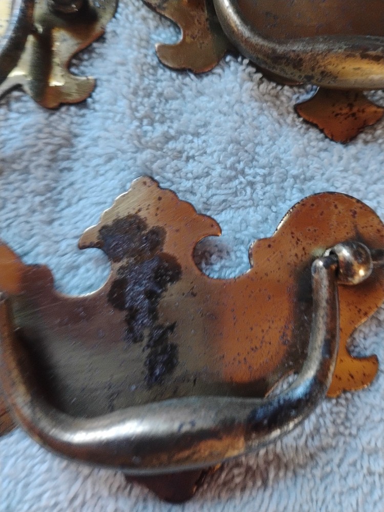 5 Brass Drawer Swing Handle Pulls Chippendale Batwing Antique Hardware No Screws