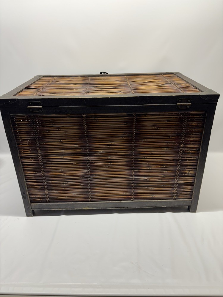 Vintage 1970s Split Bamboo & Brass Mounted Trunk
