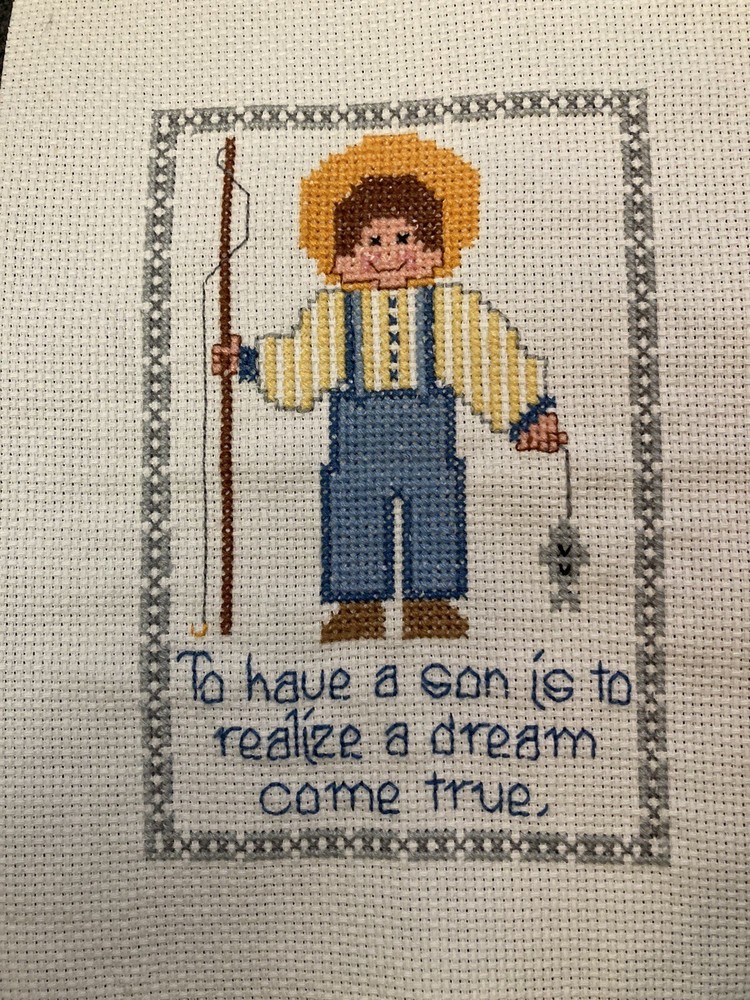 Finished Cross Stitch A SON Sampler Fits 5" x 7" frame