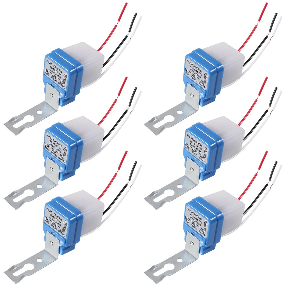 6Pcs 24V Photocell Switch 10A Auto On/Off Light Sensor Switch Automatic Photoswi