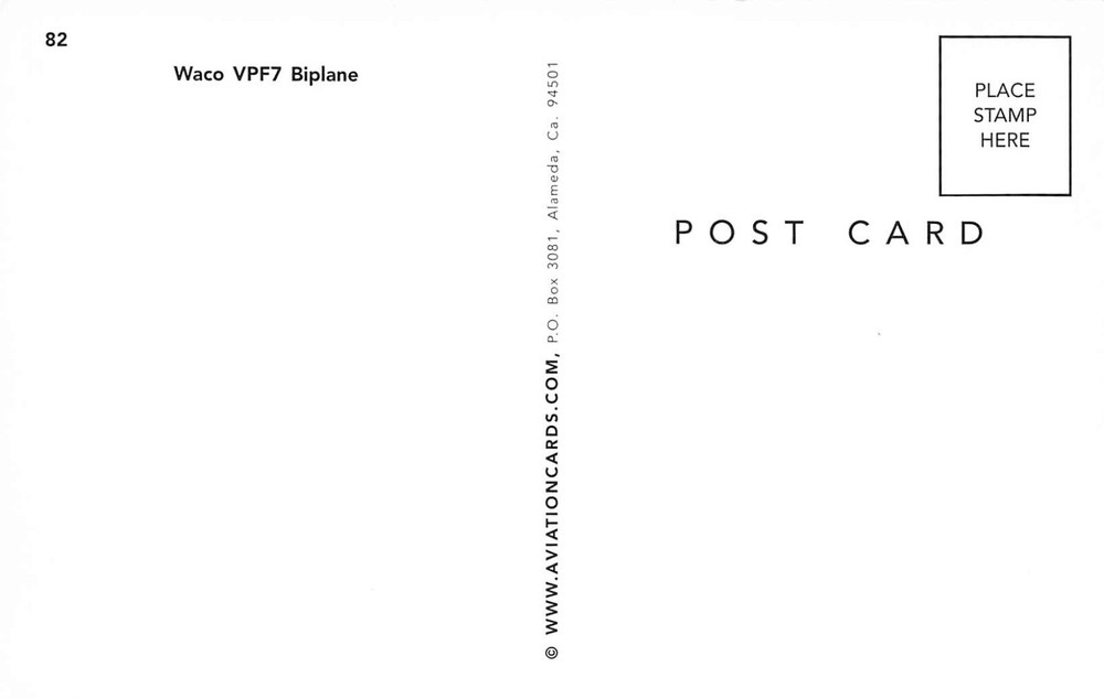 Airline Postcards Waco VPF7 BIPLANE