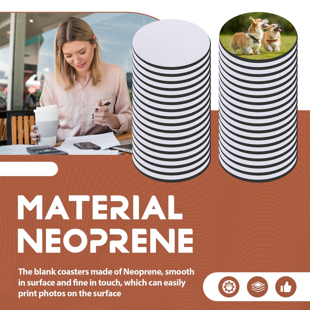 35Pcs Round Sublimation Blank Coasters Sublimation Blank Cup Mat4266