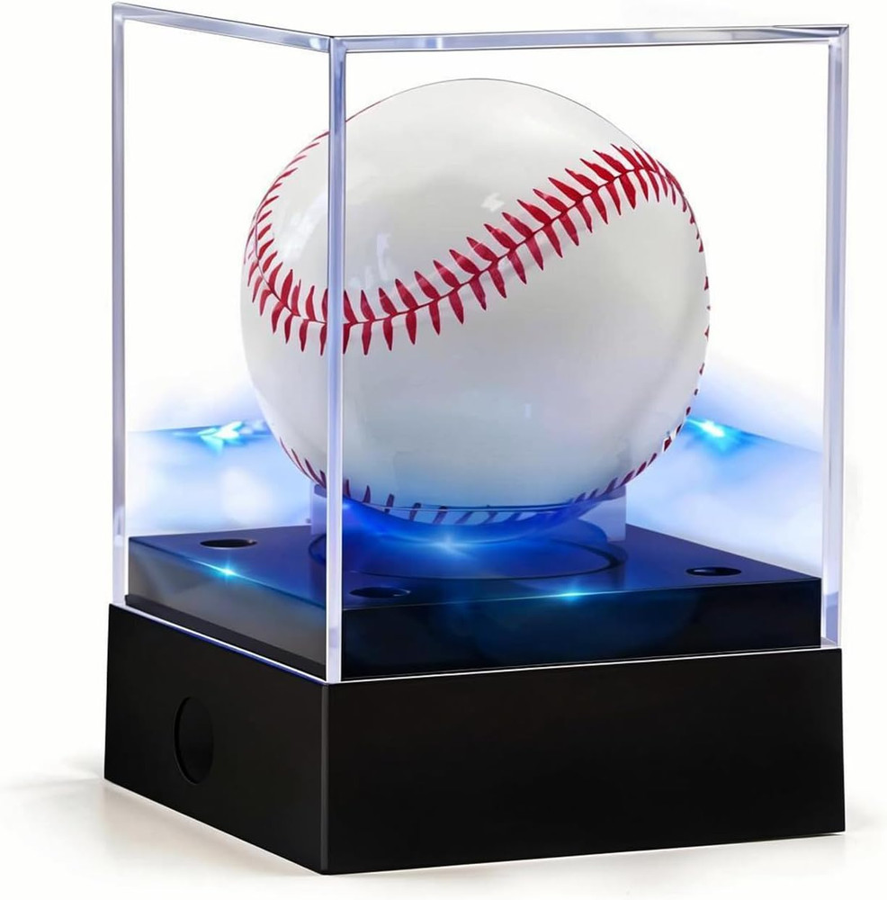 Clear Baseball Display Case with Led Light, Lighted Baseball Case for Display, A