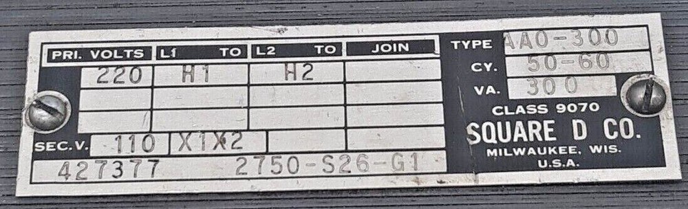 Square D 9070-AA0-300 Transformer