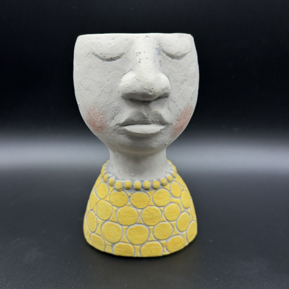 Planter Woman With Closed Eyes Face Earthenware Abbott Collection 6”