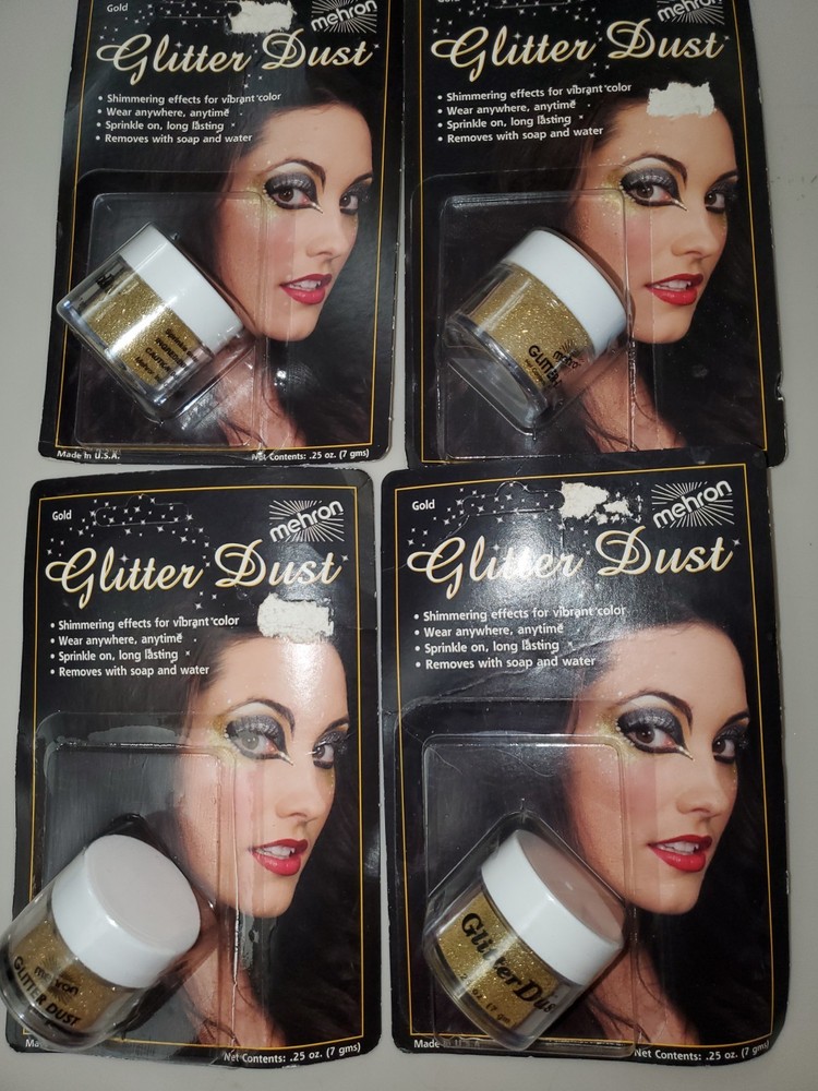 MEHRON MAKEUP GLITTER DUST GOLD SILVER AND WHITE